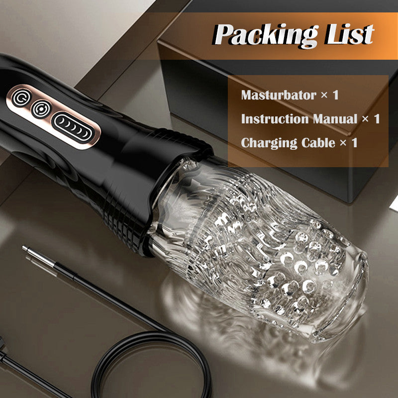 Automatic Male 5 Rotating &10 Vibrating Transparent Sleeve Oral Sex Cup Male Masturbators