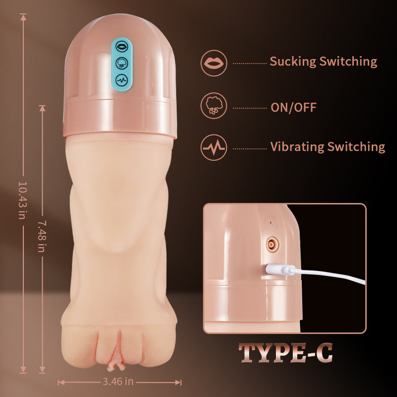 Beate 5 Sucking & 10 Vibrating Realistic Vagina Male Masturbator