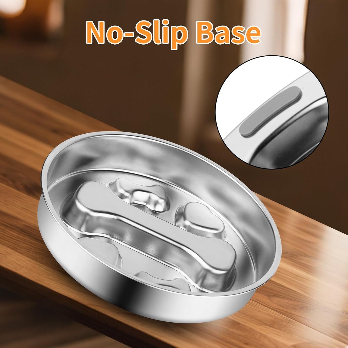 Novery Gamelle Anti-Goulotte en Acier Inoxydable de 2 Tasses pour Chien, Gamelle Anti-Dérapante en Métal, Support de Nourriture pour Chiot ou Chat, Fournitures pour Animaux, Assiette Labyrinthe pour Races de Taille Moyenne