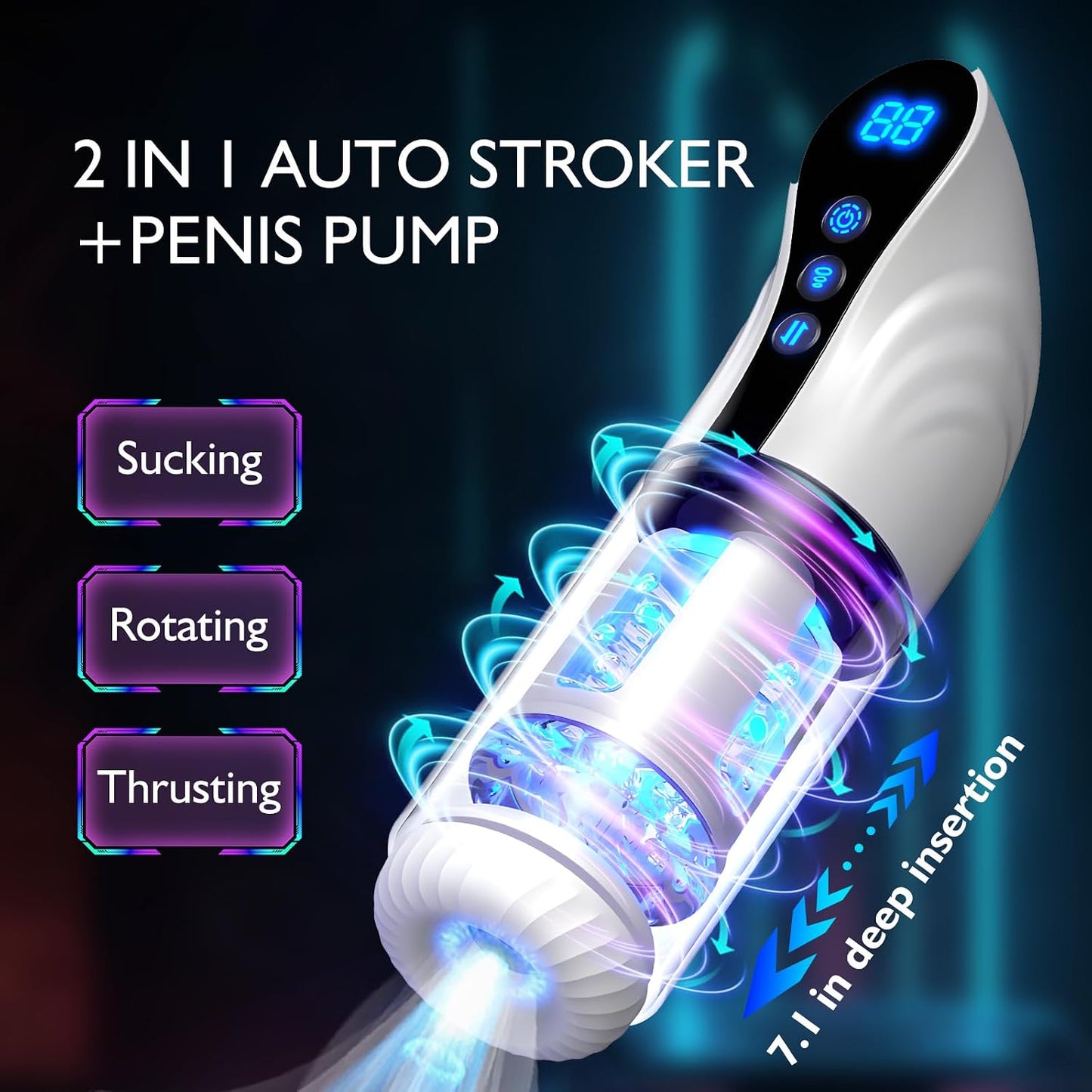 Electric Blowjob Penis Massager Sucker Sex Toy - Automatic Male Masturbator with 9 Modes Sucking Thrusting & Rotating for Men’s Pleasure, Milking Machine Cock Shower Stroker Masturbation Cup Dick Pump