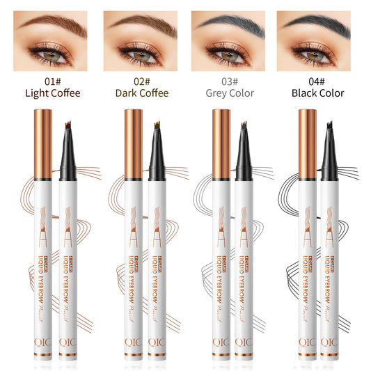 4-Claw Liquid Eyebrow Pencil, 6 Colors, Waterproof Natural Looking Microblading Effect, Professional Makeup Tool with Fine Tip (2#Dark Coffee)