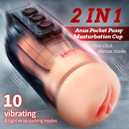 Leten 10 Vibrating Masturbator and Pussy Pockets 2 in 1 APP Control