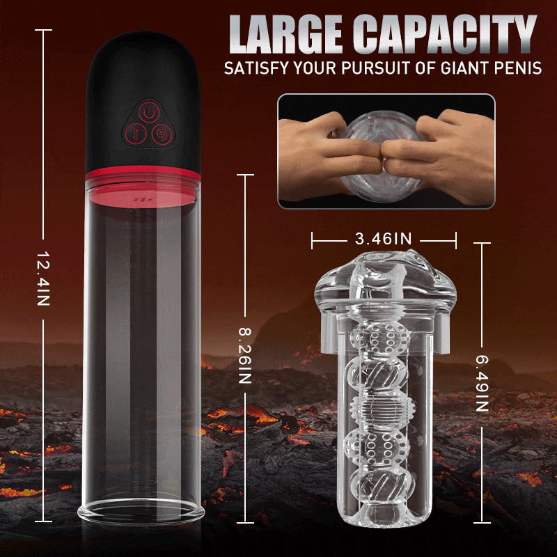 Electric Penis Enlarge Vacuum Pump Vibration 9 Mode Suction Penis Pump Automatic High-Vacuum Penis Enlargement Extend Pump, Air Pressure Device