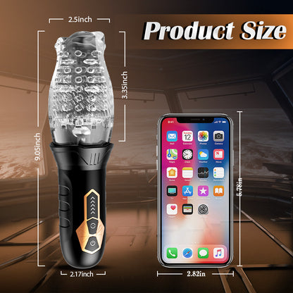 Automatic Male 5 Rotating ＆10 Vibrating Transparent Sleeve Oral Sex Cup Male Masturbators