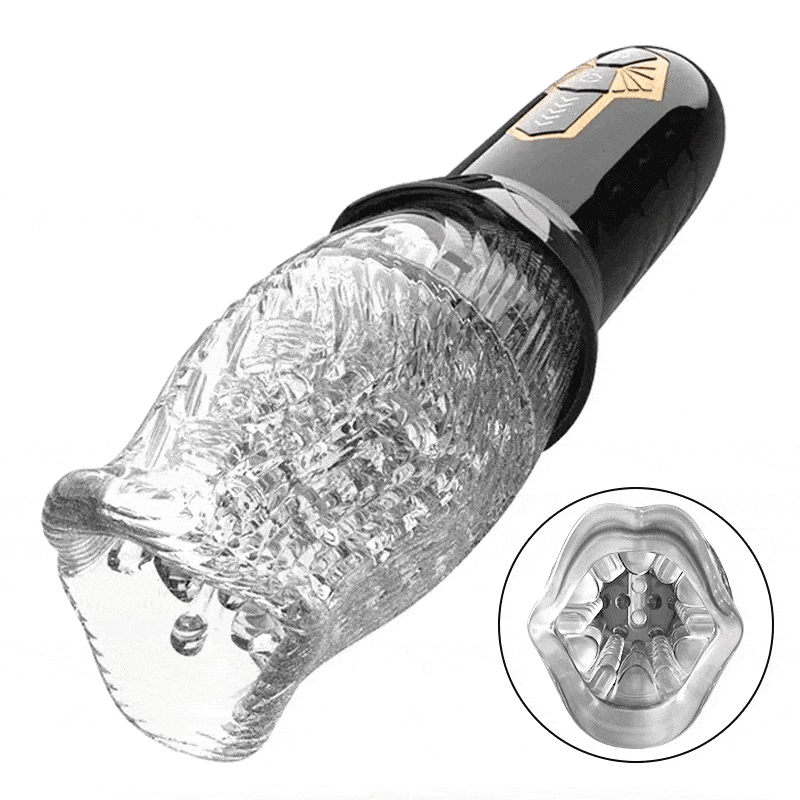 Automatic Male 5 Rotating ＆10 Vibrating Transparent Sleeve Oral Sex Cup Male Masturbators