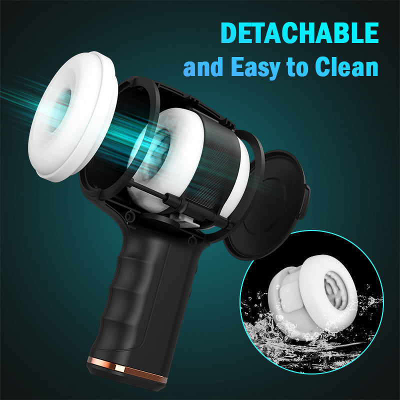 Automatic Male Masturbator 8 Vibrating 5 Thrusting Telescopic Open-ended Handheld Masturbator Male Sex Toys