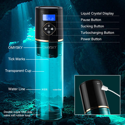 Electric Penis Enlarge Vacuum Pump 6 Hydrotherapy with Display Male Enhancement Water Penis Pump