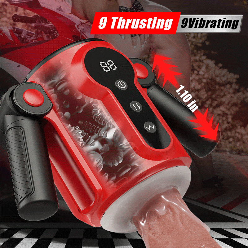 Calvin Automatic 9 Thrusting & Vibrating Massage Training Male Masturbator 2 IN 1 Sex Toy