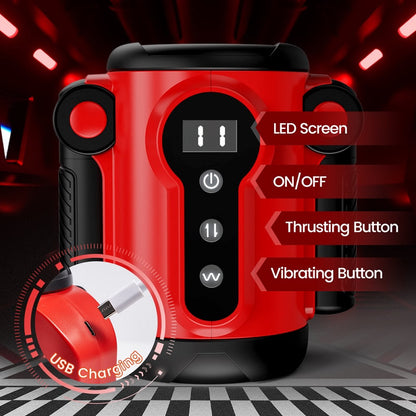 Calvin Automatic 9 Thrusting & Vibrating Massage Training Male Masturbator 2 IN 1 Sex Toy