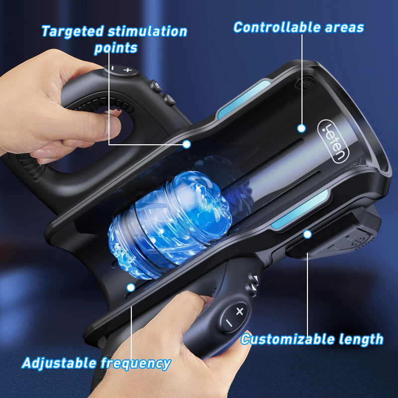 Leten Sex Toy Automatic Male Masturbator - Men Electric Adult Sex Machine with 12times/s Thrusting, Hand Free Penis Training Stroker with Phone Holder and 2 Soft Silicone Pocket Pussy
