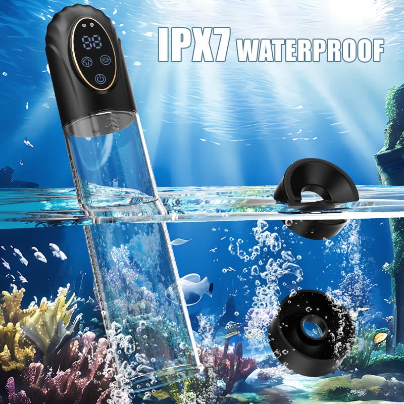 Electric Penis Enlarge Vacuum Pump Full Waterproof 6 Modes Erection Enlargement Penis Pump Automatic High-Vacuum Penis Enlargement Extend Pump