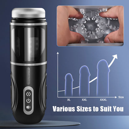 Handsfree 7 Thrusting Telescopic Rotation Automatic Male Masturbator with Suction Base