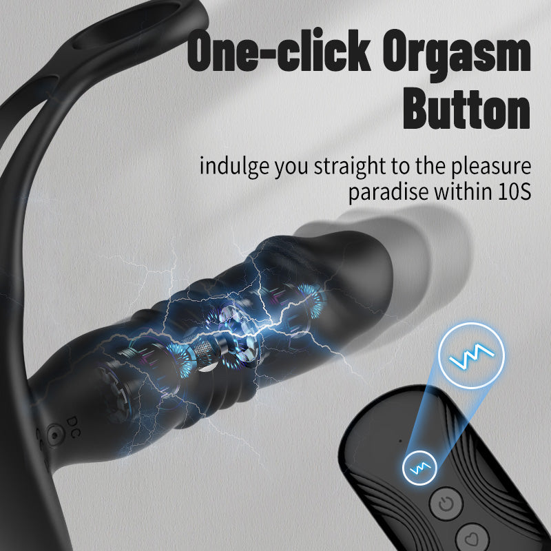 Glans 3 -Thrusting & 12 -Vibrating Cock Rings Prostate Massager