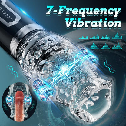 Amber-Double Egg Vibrators Automatic 5 Thrusting Male Masturbator Rotation 7 Vibrating Oral Sex Handheld Masturbator Pocket Pus