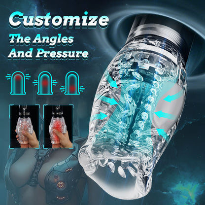Amber-Double Egg Vibrators Automatic 5 Thrusting Male Masturbator Rotation 7 Vibrating Oral Sex Handheld Masturbator Pocket Pus