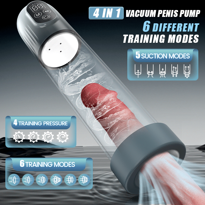 Electric Penis Enlarge Vacuum Pum 4 IN 1 Vacuum Penis Pump with Multiple Training modes for the Training Season Automatic High-Vacuum Penis Enlargement Extend Pump