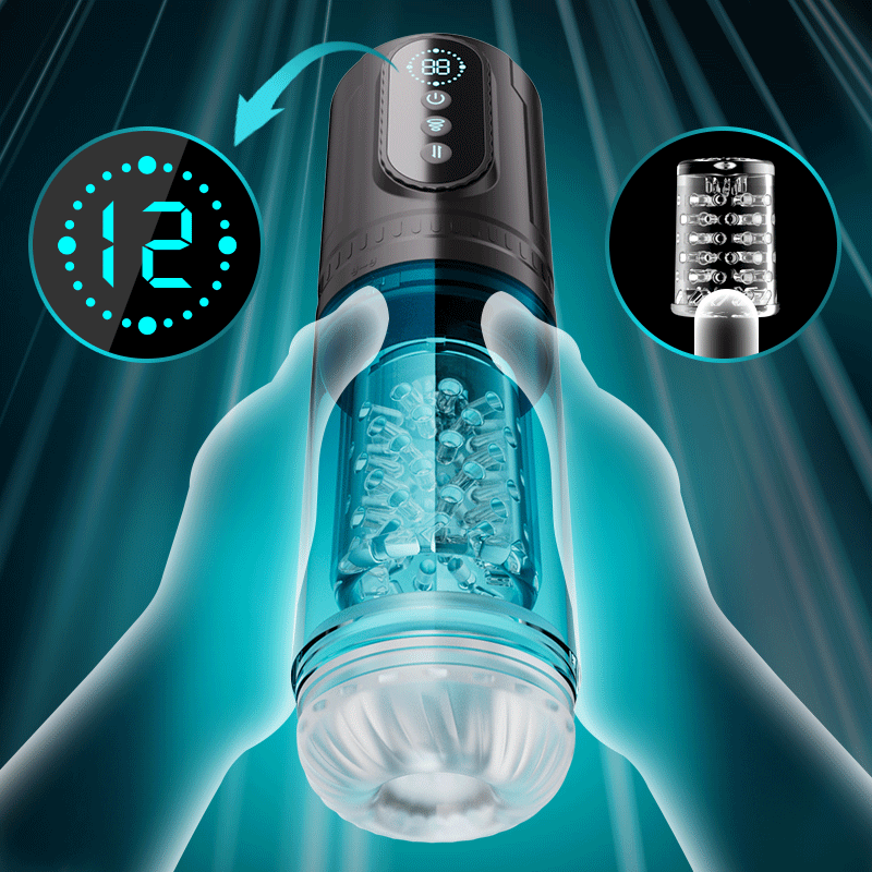 Hunter——Perfect for Larger Sizes Automatic 9 Thrusting Telescopic & Rotating 9 Suction Male Masturbator