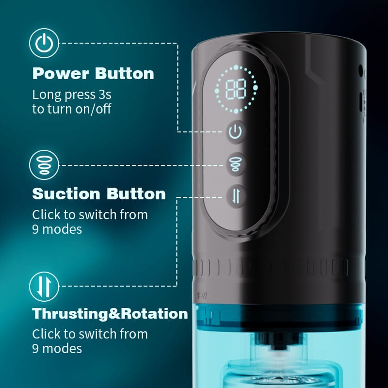 Hunter——Perfect for Larger Sizes Automatic 9 Thrusting Telescopic & Rotating 9 Suction Male Masturbator