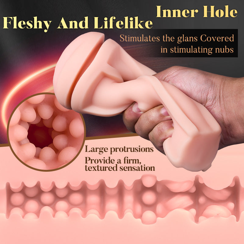 【6.5 IN Depth】Pressure Palm 10 Vibrations Realistic Labia Vaginal Pressure IPX7 Waterproof Electric Masturbator Pocket
