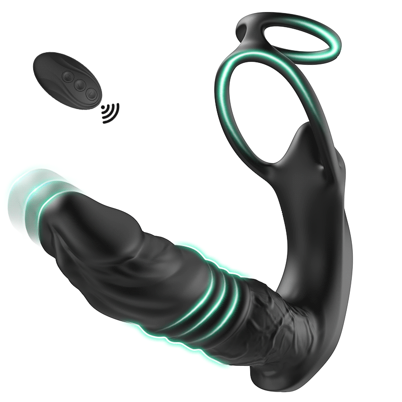 Bluetooth App Control 9 Vibrating Thrusting Dual Ring Prostate Massager