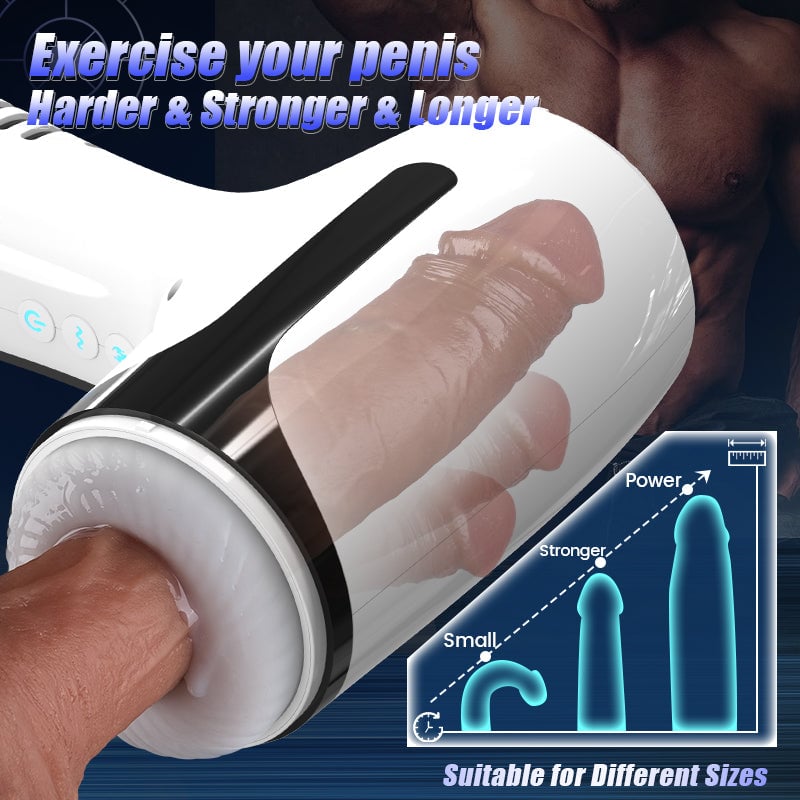 Automatic Through-Hole Thrusting Telescopic Vibrating Stroking Open-ended Male Masturbator Sex Toys for Men