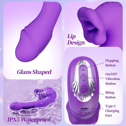 Upgraded Mouth-Shaped Clit Tongue Licking Flapping G-spot Vibrator