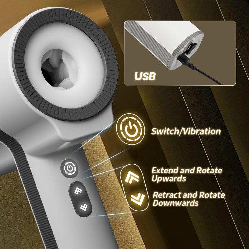 3IN1 Automatic 5 Thrusting Telescopic Rotation 7 Vibrations To Voyeurism Male Masturbator Opne-ended
