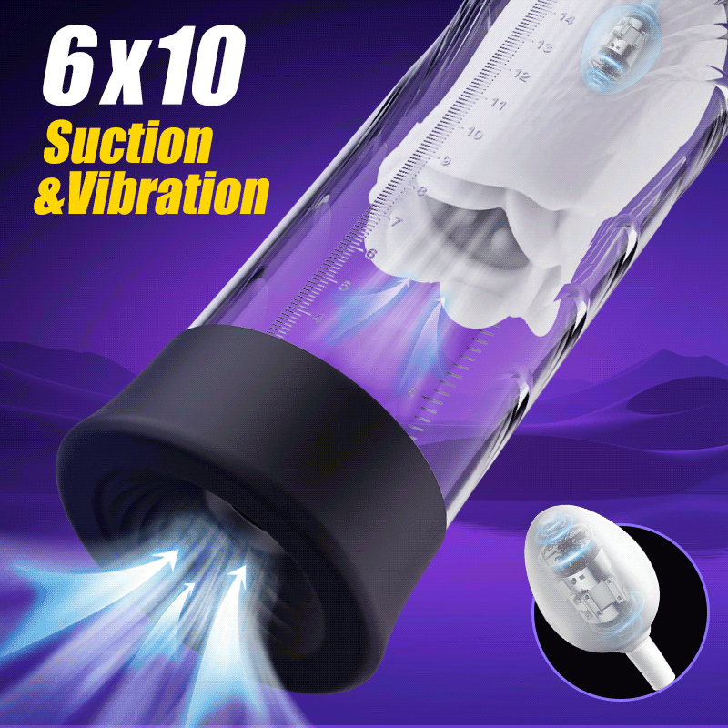 Electric Penis Enlarge Vacuum Pump 10 Vibrating & 6 Sucking Vacuum Penis Pump Male Penis Extender Automatic High-Vacuum Penis Enlargement Extend Pump, Air Pressure Device