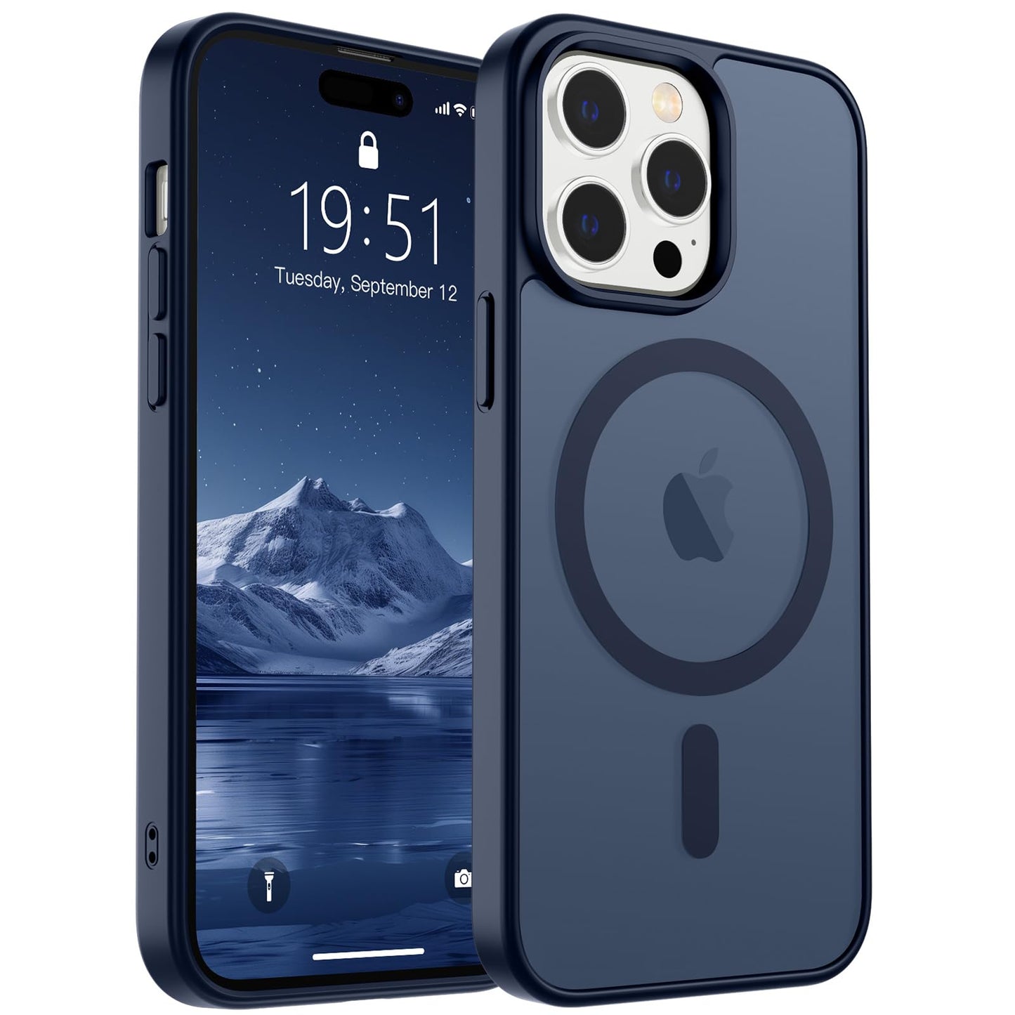 Magnetic for iPhone 14 Case & iPhone 13 Case (Compatible with MagSafe)(Military Grade Drop Protection) Translucent Matte Shockproof Phone Cover,Black