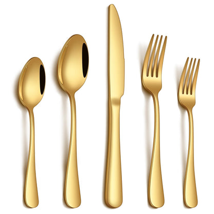 20 Piece Silverware Set, Stainless Steel Flatware Set for 4 Food Grade Novelty Flatware Cutlery Utensil Set Include Knife Fork Spoon Mirror Polished Dishwasher Safe