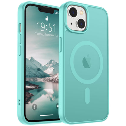 Magnetic for iPhone 14 Case & iPhone 13 Case (Compatible with MagSafe)(Military Grade Drop Protection) Translucent Matte Shockproof Phone Cover,Black