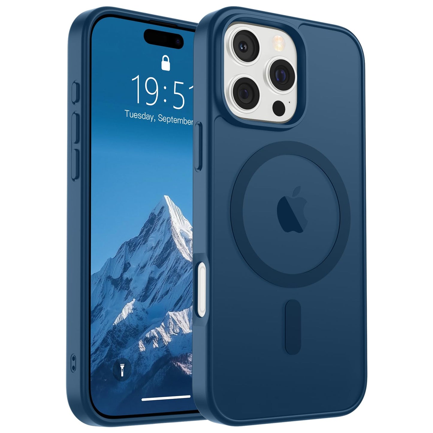 Magnetic for iPhone 14 Case & iPhone 13 Case (Compatible with MagSafe)(Military Grade Drop Protection) Translucent Matte Shockproof Phone Cover,Black