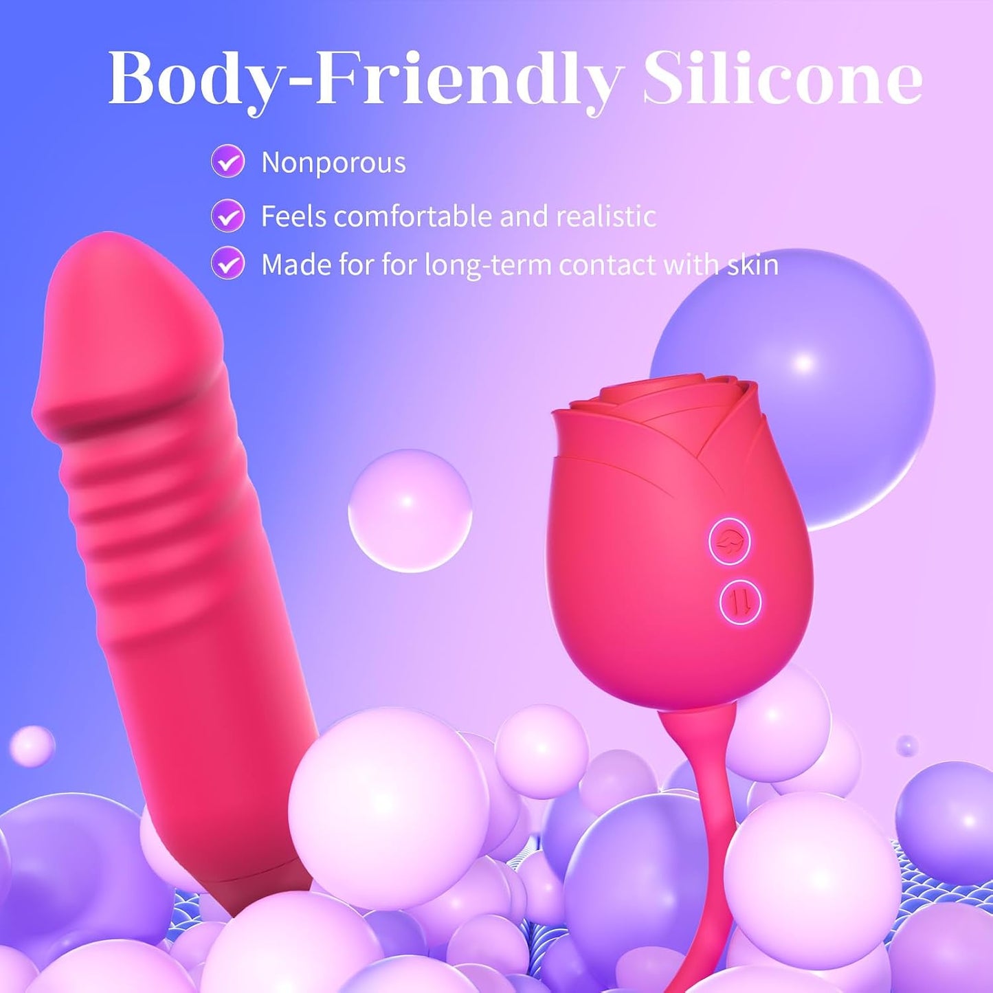 Vibrator Dildo Sex Toys for Women - Rose Sex Toy with Thrusting G Spot Vibrators & 10 Sucking Modes for Clitoral Nipple Stimulation Anal Dildos Adult Sex Toys Games for Couples Sex Machine