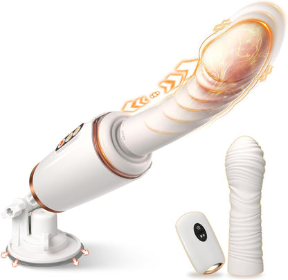 Thrusting Dildo Sex Machine - 14 Thrusting and Vibration Modes with Heating, Dual-Head, and Suction Cup