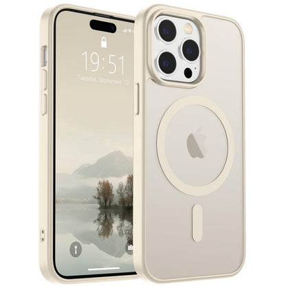 Magnetic for iPhone 14 Case & iPhone 13 Case (Compatible with MagSafe)(Military Grade Drop Protection) Translucent Matte Shockproof Phone Cover,Black