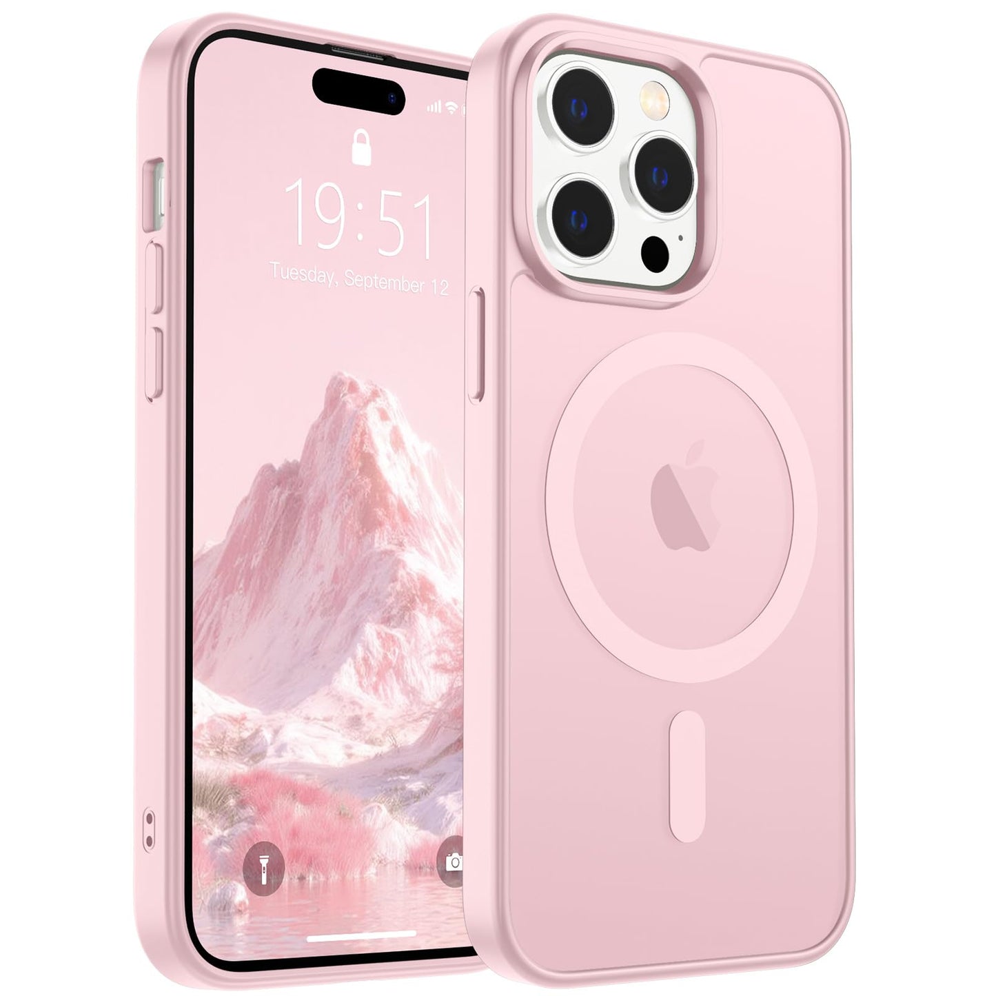 Magnetic for iPhone 14 Case & iPhone 13 Case (Compatible with MagSafe)(Military Grade Drop Protection) Translucent Matte Shockproof Phone Cover,Black
