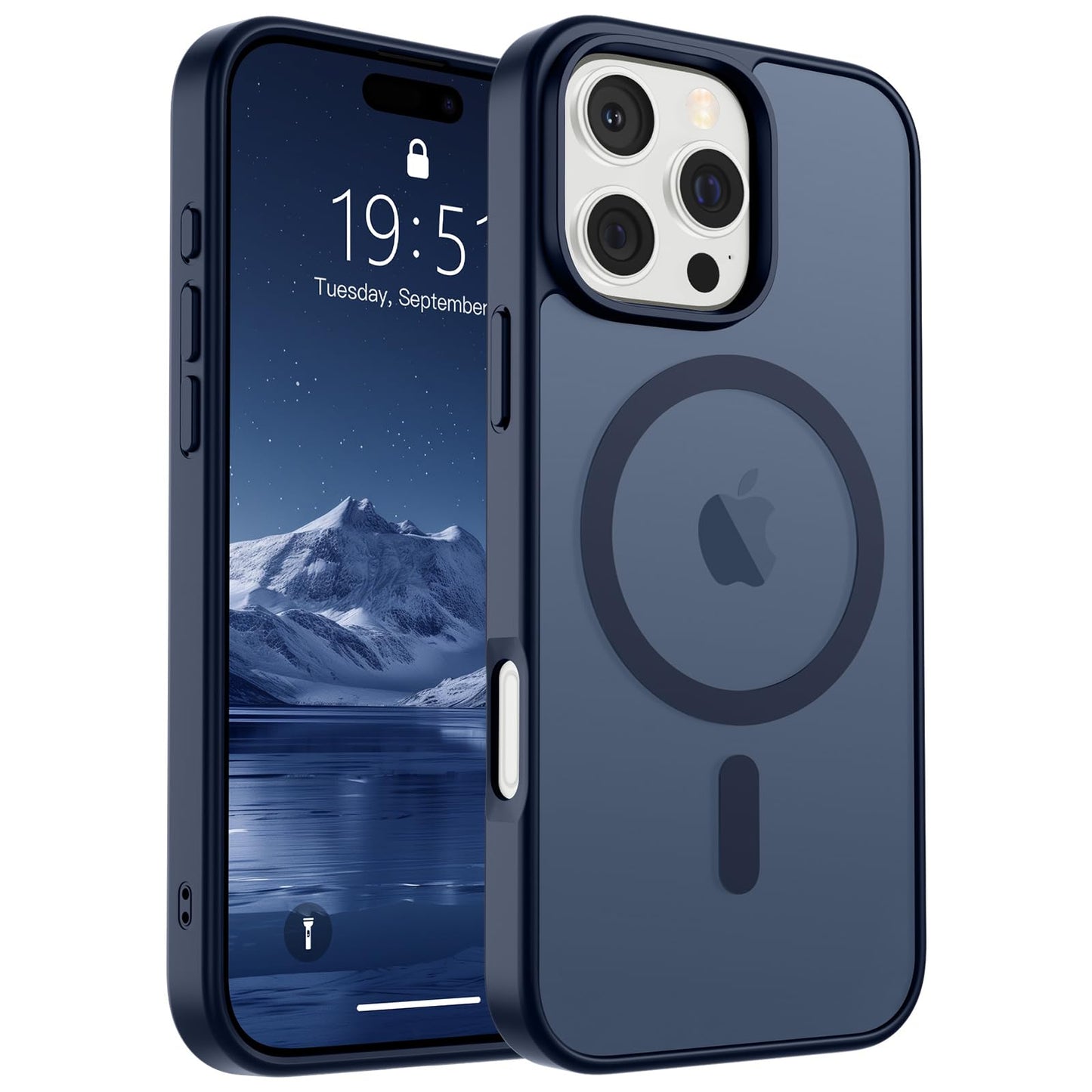 Magnetic for iPhone 14 Case & iPhone 13 Case (Compatible with MagSafe)(Military Grade Drop Protection) Translucent Matte Shockproof Phone Cover,Black