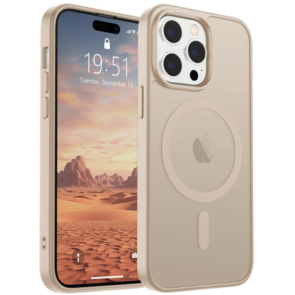 Magnetic for iPhone 14 Case & iPhone 13 Case (Compatible with MagSafe)(Military Grade Drop Protection) Translucent Matte Shockproof Phone Cover,Black