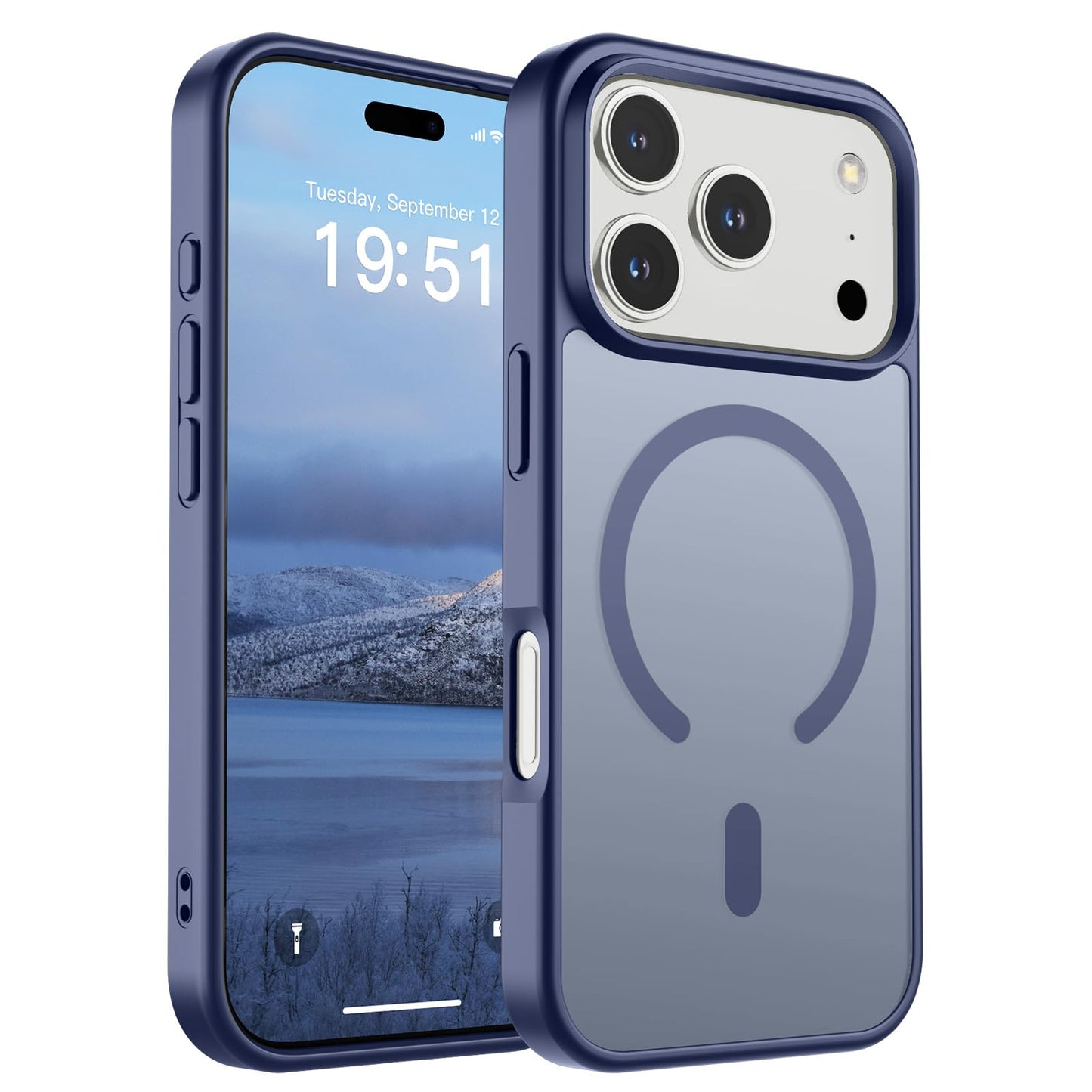 Magnetic for iPhone 14 Case & iPhone 13 Case (Compatible with MagSafe)(Military Grade Drop Protection) Translucent Matte Shockproof Phone Cover,Black