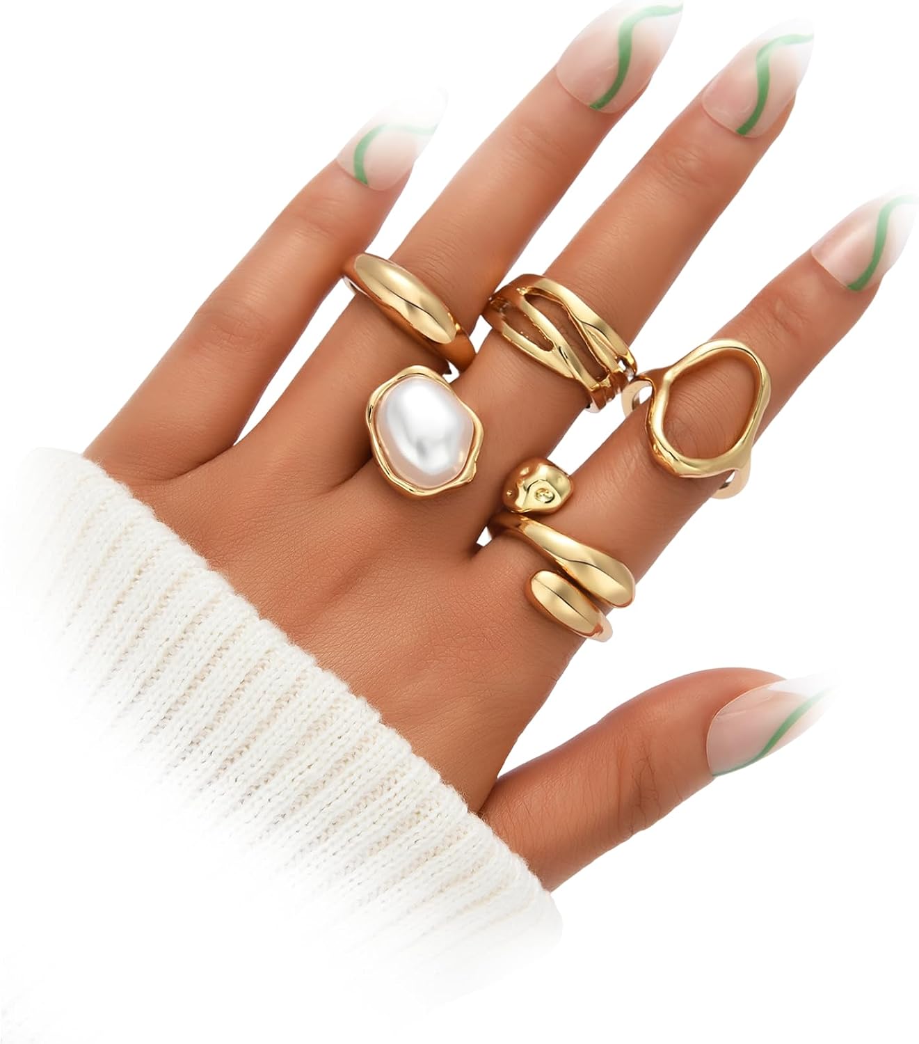 20 Pcs Gold Ring Set for Women, Chunky Statement Flower Finger Midi Rings, Big Boho Stacking Rings Pack Trendy Stuff Jewelry Gift