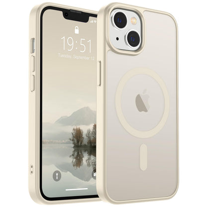 Magnetic for iPhone 14 Case & iPhone 13 Case (Compatible with MagSafe)(Military Grade Drop Protection) Translucent Matte Shockproof Phone Cover,Black