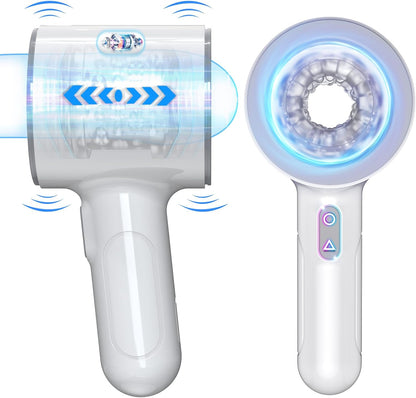 Automatic Male Masturbator, Stroking Male Masturbators Cup with 7 Powerful Thrusting & Vibrating Modes, Blowjob Machine Pocket Pussy for Men, Dual Open-Ended Penis Massager Sex Toys for Men