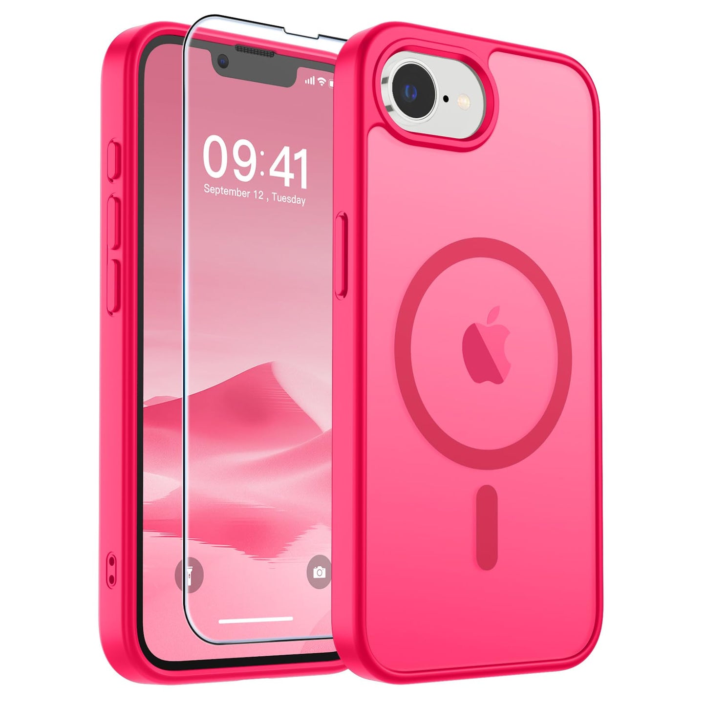 Magnetic for iPhone 14 Case & iPhone 13 Case (Compatible with MagSafe)(Military Grade Drop Protection) Translucent Matte Shockproof Phone Cover,Black