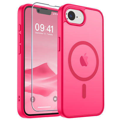 Magnetic for iPhone 14 Case & iPhone 13 Case (Compatible with MagSafe)(Military Grade Drop Protection) Translucent Matte Shockproof Phone Cover,Black