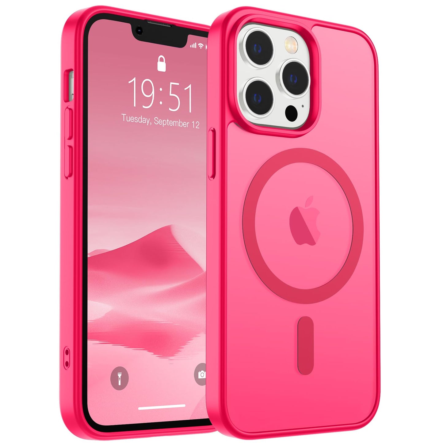 Magnetic for iPhone 14 Case & iPhone 13 Case (Compatible with MagSafe)(Military Grade Drop Protection) Translucent Matte Shockproof Phone Cover,Black