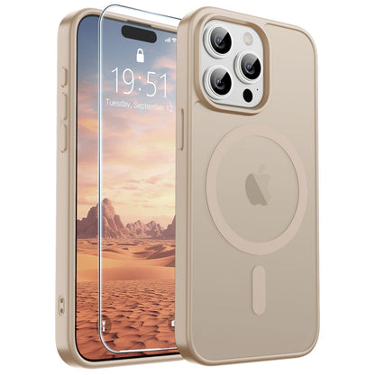 Magnetic for iPhone 14 Case & iPhone 13 Case (Compatible with MagSafe)(Military Grade Drop Protection) Translucent Matte Shockproof Phone Cover,Black