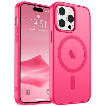 Magnetic for iPhone 14 Case & iPhone 13 Case (Compatible with MagSafe)(Military Grade Drop Protection) Translucent Matte Shockproof Phone Cover,Black