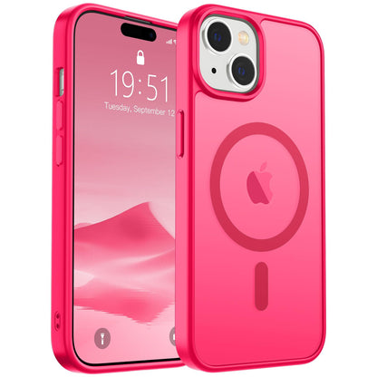 Magnetic for iPhone 14 Case & iPhone 13 Case (Compatible with MagSafe)(Military Grade Drop Protection) Translucent Matte Shockproof Phone Cover,Black