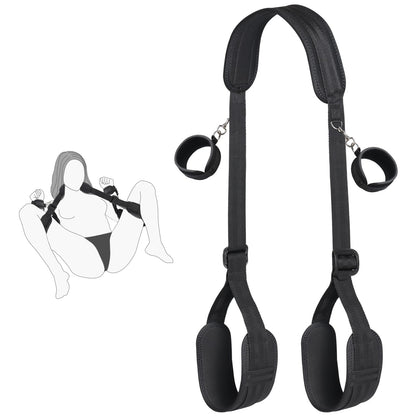 Sex Bondage BDSM Kit, Bed Restraints Set with Handcuffs Neck to Thigh/Ankle, Adjustable Leg Straps&Handcuffs for SM Adult Couples Game Play, Sex Toy for Women Beginner Leg Straps Tie Set Rope