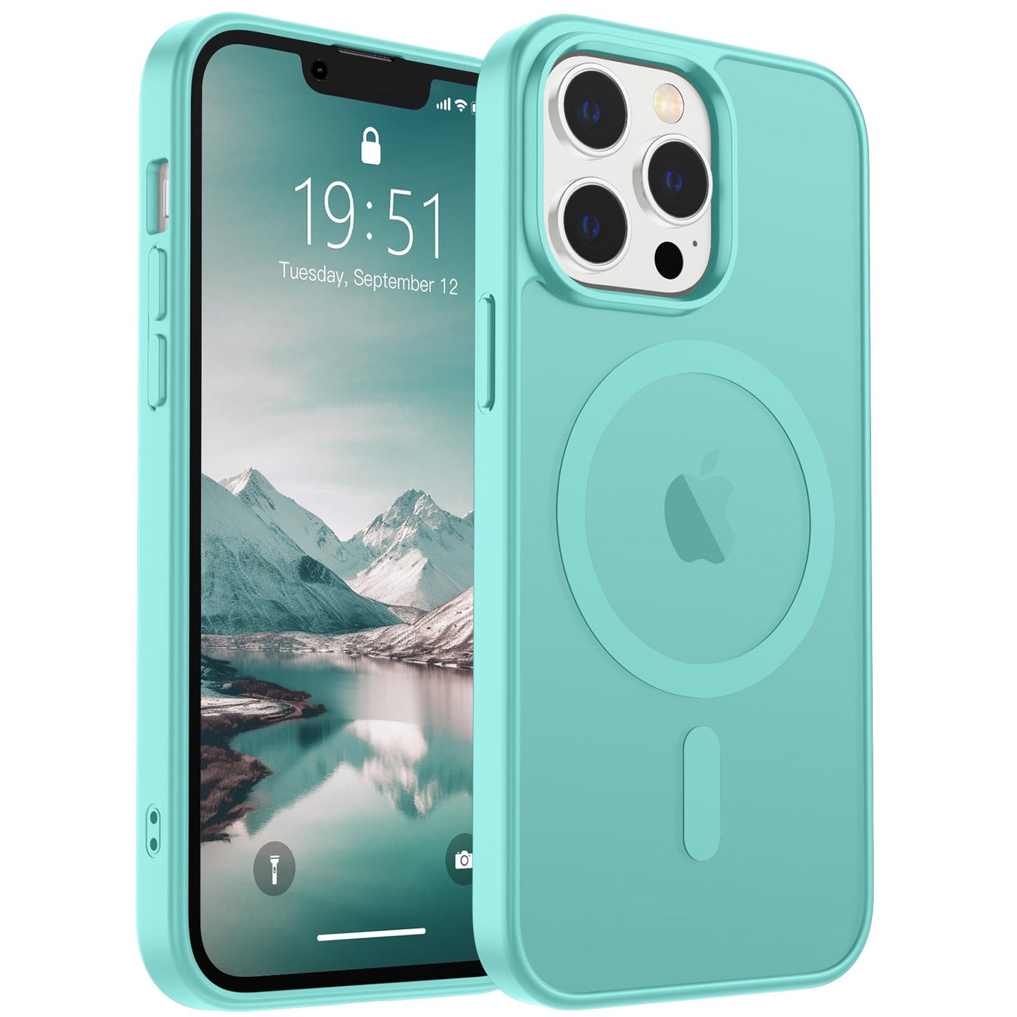 Magnetic for iPhone 14 Case & iPhone 13 Case (Compatible with MagSafe)(Military Grade Drop Protection) Translucent Matte Shockproof Phone Cover,Black
